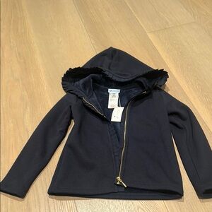 Brand new Navy Jacadi  Hooded Jacket with Gold Accents